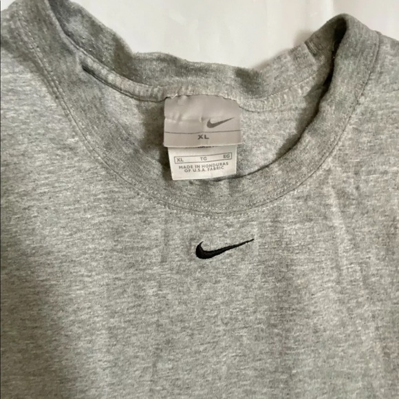 Vintage 1990s Nike Center Check Middle Swoosh Tank Top T-Shirt Grey XL White Tag - Picture 2 of 5